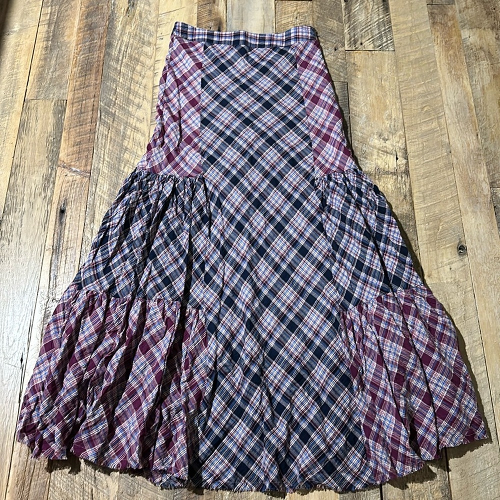 Natural Life Plaid Patchwork Country Prairie Maxi Skirt Size M